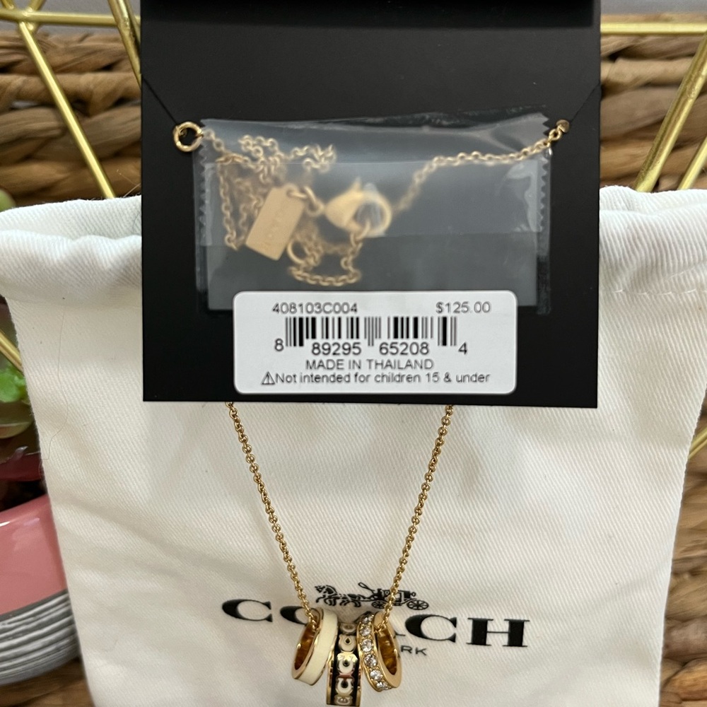 Coach Gold and White Ring Pendant Necklace - Picture 4 of 6